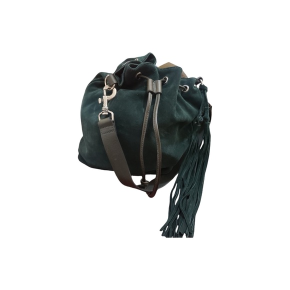 Johnny Was Los Angeles NWT Green Suede Drawstring Bag - Picture 1 of 12